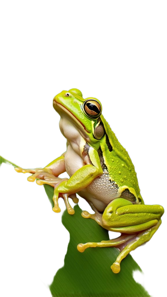 Green Tree Frog on a Leaf